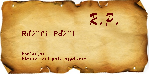 Réfi Pál névjegykártya